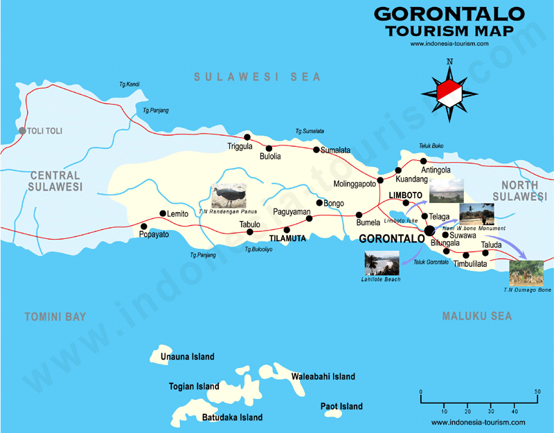 Peta Wisata Gorontalo  Wisata Indonesia Timur
